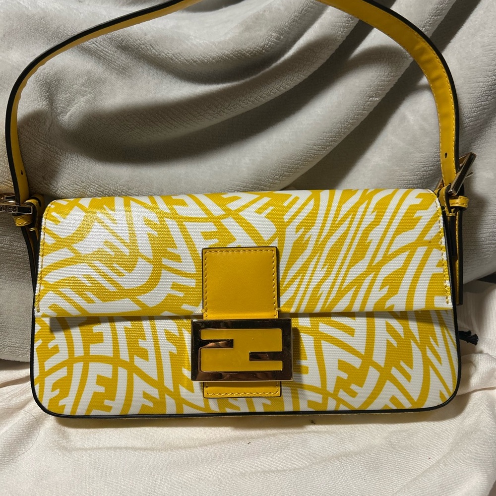 Fendi Yellow and White Shoulder Bag